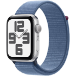 Apple Watch SE (GPS) - 2ª generazione - 44 mm - alluminio argento - smartwatch con sport loop - nylon - winter blue - dimensione del polso: 145-220 mm - 32 GB - Wi-Fi, Bluetooth - 32.9 g